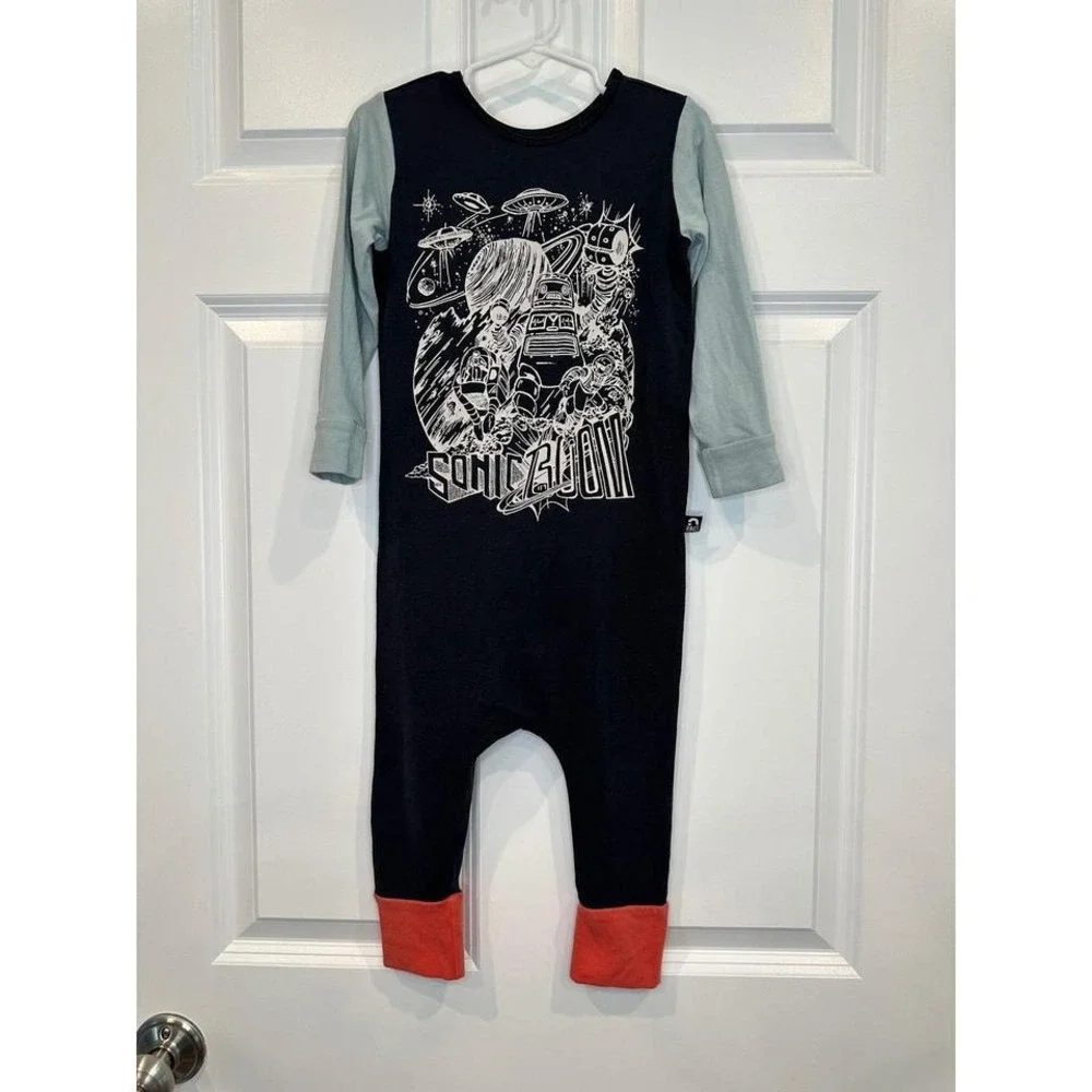 Rags Kids Size 3/4 Space Robot UFO Sonic Boom Pajamas Jumpsuit‎ Romper